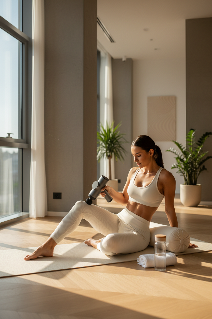 PuRelief Mini Massage Gun - Portable Percussion Massager - 4 Heads - Rechargeable