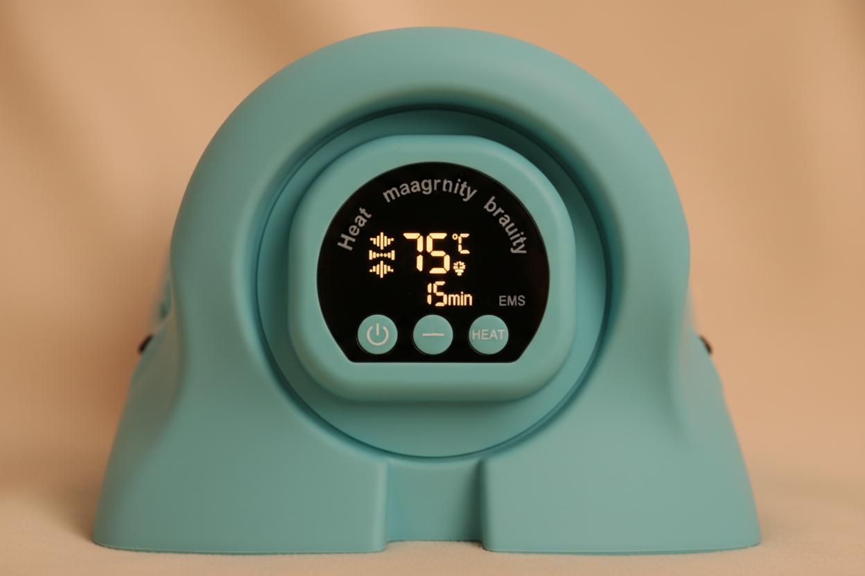 PuRelief Portable Neck Massager Pillow - EMS Heat Vibration - Rechargeable Travel Device